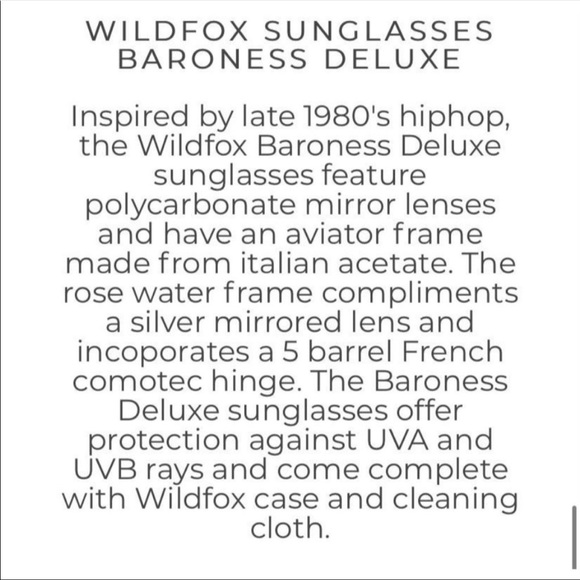 🔥WILDFOX🔥COUTURE BARONESS DELUXE MIRRORED SUNGLASSES ROSE WATER NEW IN BOX - Picture 9 of 9